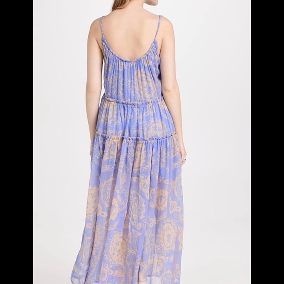 Free People Julianna Maxi Dress Blue Floral Flowy Oversized Boho Size Med FLAW - Picture 2 of 12